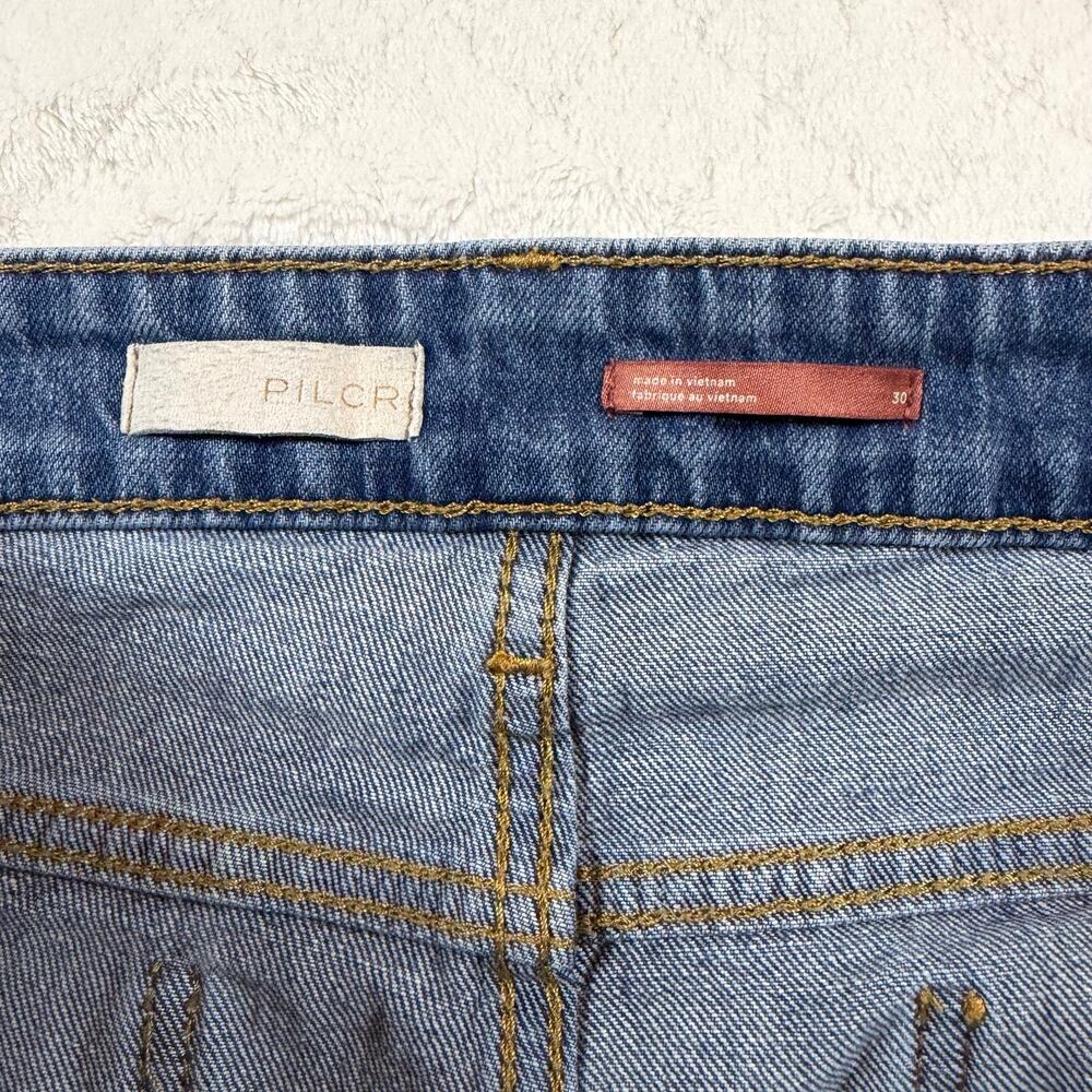 Anthropologie Pilcro Skater Low-Rise Wide-Leg Jeans snap cuffs raw hem size 30 - Picture 5 of 12